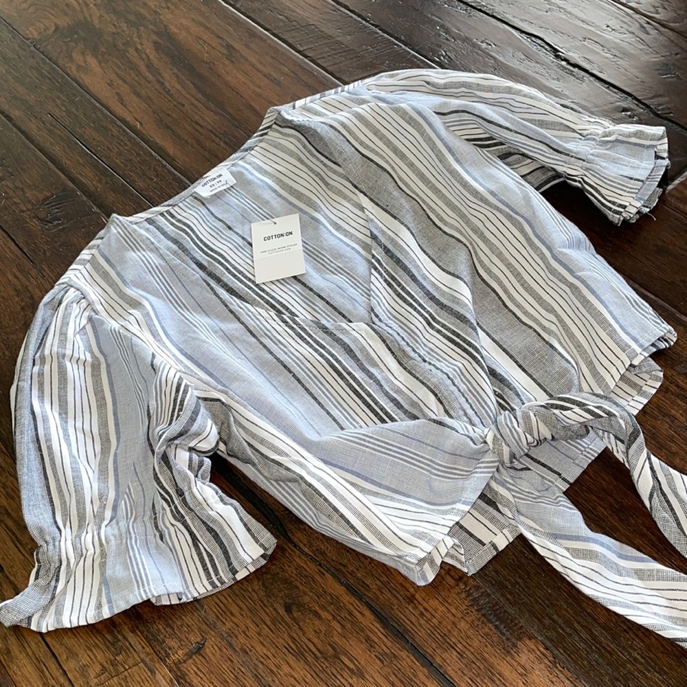 Cotton On NWT Stripped Tie Crop Top Size XS
